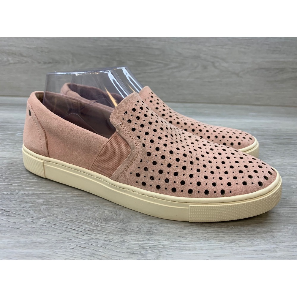 Frye & Co Women's 8.5 Blush Pink Suede Perforated Slip On Sneakers Shoes